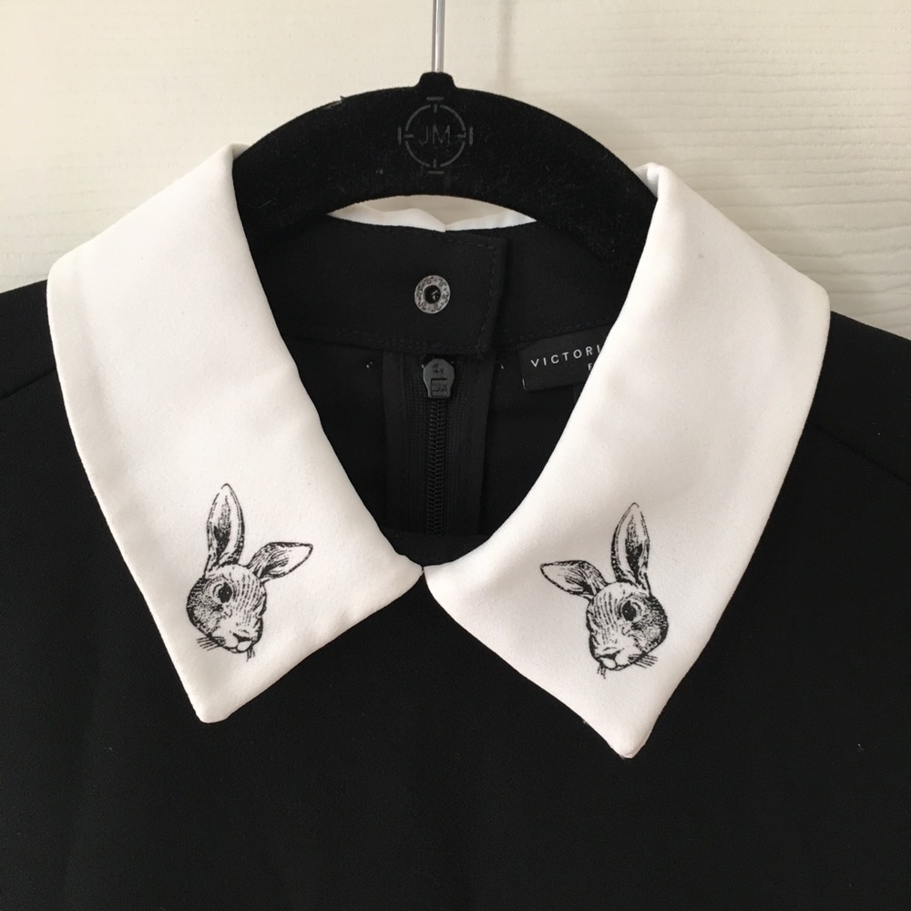 Black dress with bunny collar